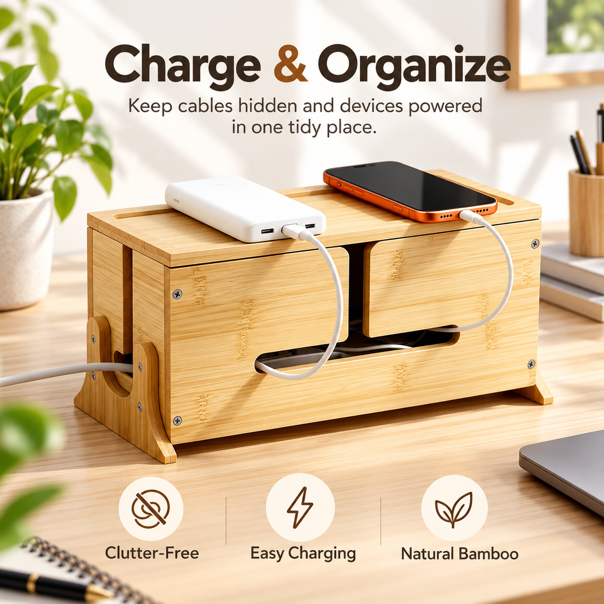 Cable Management & Charging Organizer