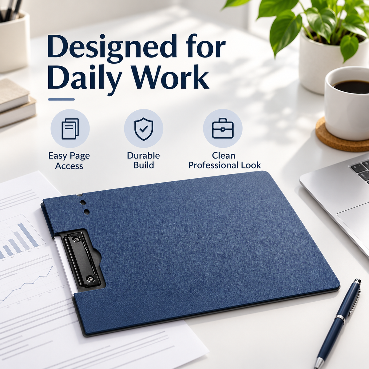 Single-Clip Document Clipboard Folder